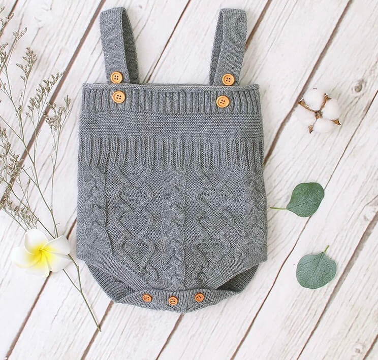 Knitted Bunny Tail Suspender Rompers