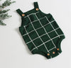 Cotton Checked Knitted Rompers (Beige, Blue & Green)