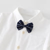 Baby Boy White Knitted Shirt Romper with Bow