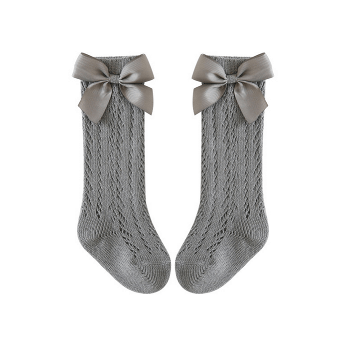 Satin bow long socks