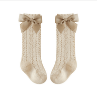 Satin bow long socks