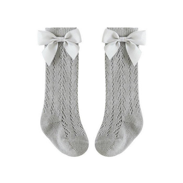 Satin bow long socks