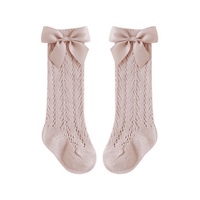 Satin bow long socks