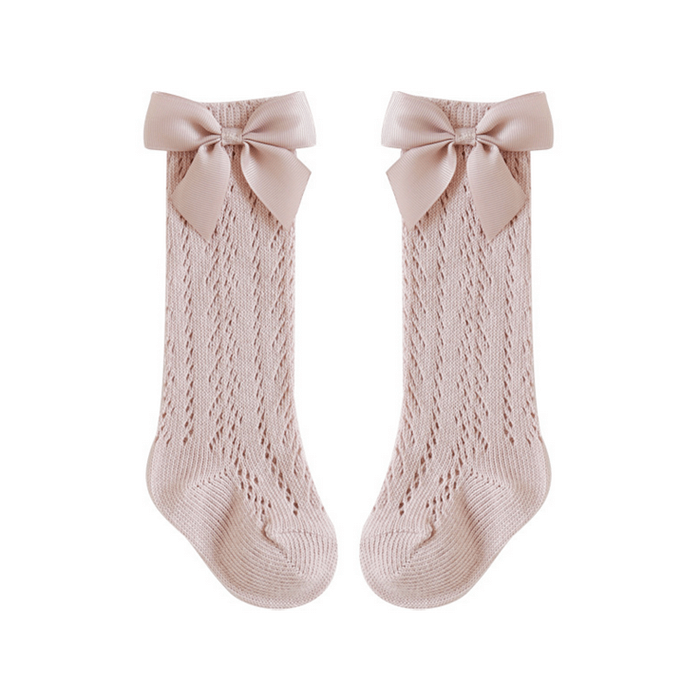 Satin bow long socks