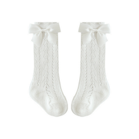 Satin bow long socks