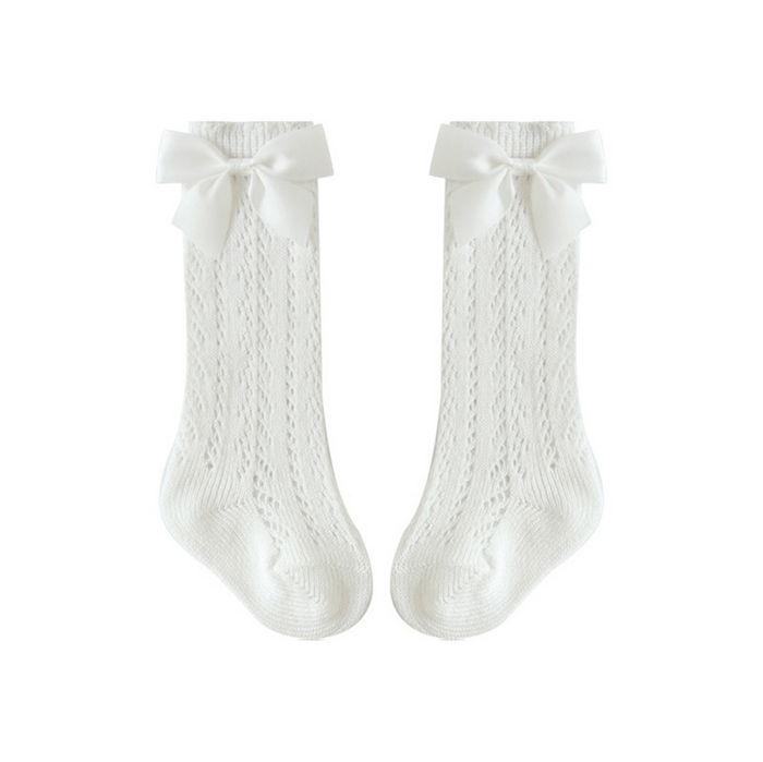 Satin bow long socks
