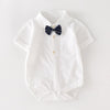 white Baby boy romper with bow