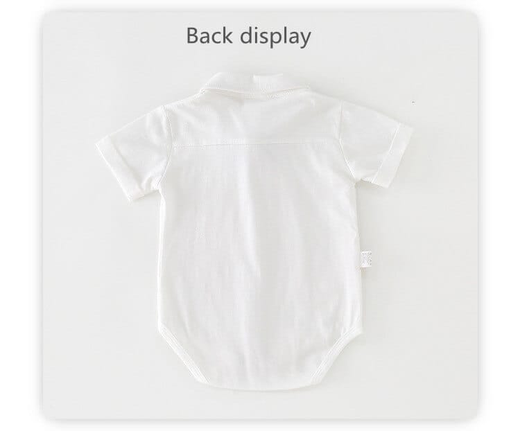 Baby Boy White Knitted Shirt Romper with Bow